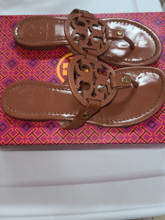 Tory Burch Shoes - Tory Burch Miller Designer Brown Leather Thong Flip Flop Sandals 6.5
